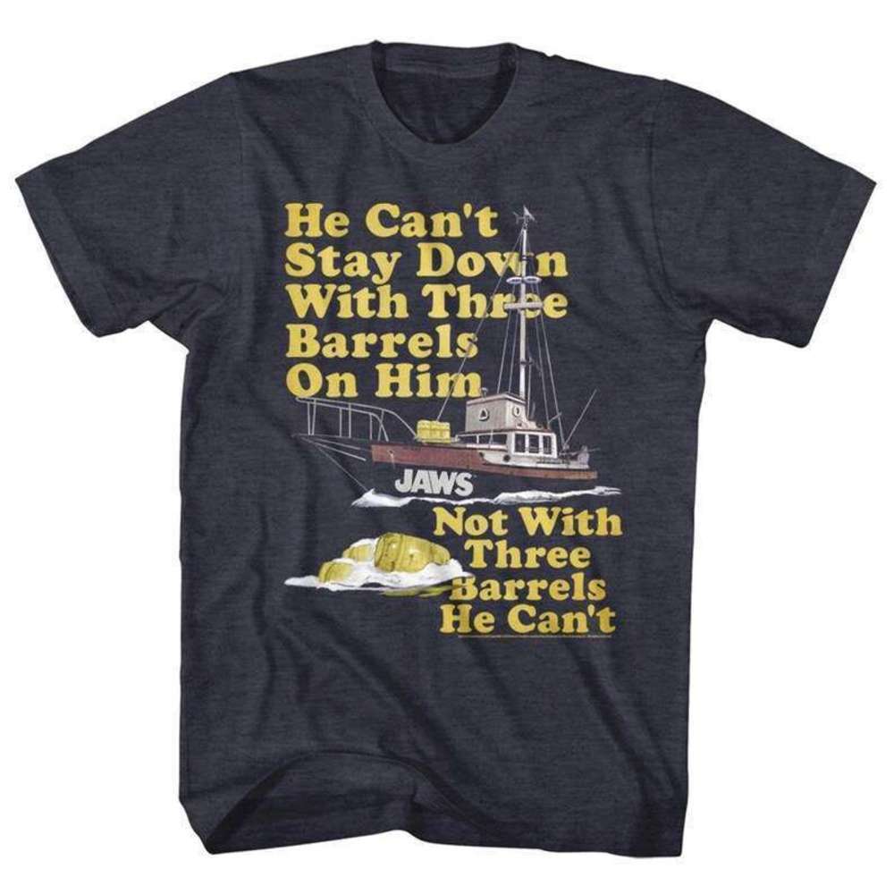 Jaws 70S Barrels Classic Horror Movie Graphic Fan T-Shirt